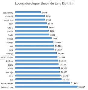 Lương developer theo nền tảng lập trình tại Việt Nam