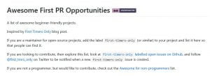 Awesome First PR Opportunities github repo