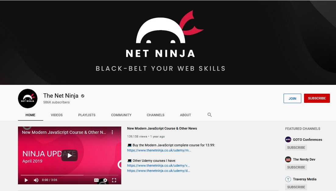 Kenh youtube day lap trinh Net Ninja ITguru.vn Blog