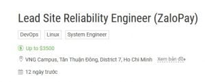 Tuyển dụng Site Reliability Engineer