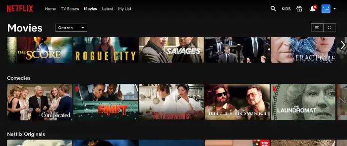 Trang web Netflix ứng dụng các nguyên tắc thiết kế UI UX