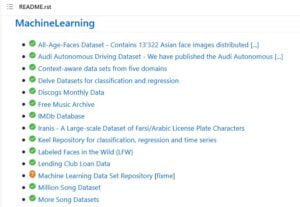 Github machine learning datasets