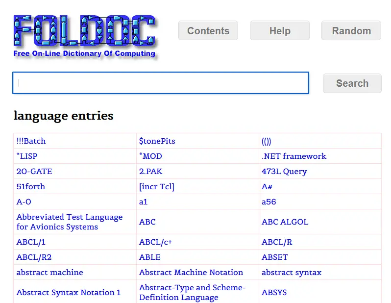 Có 1000 ngôn ngữ lập trình trong danh sách của FOLDOC