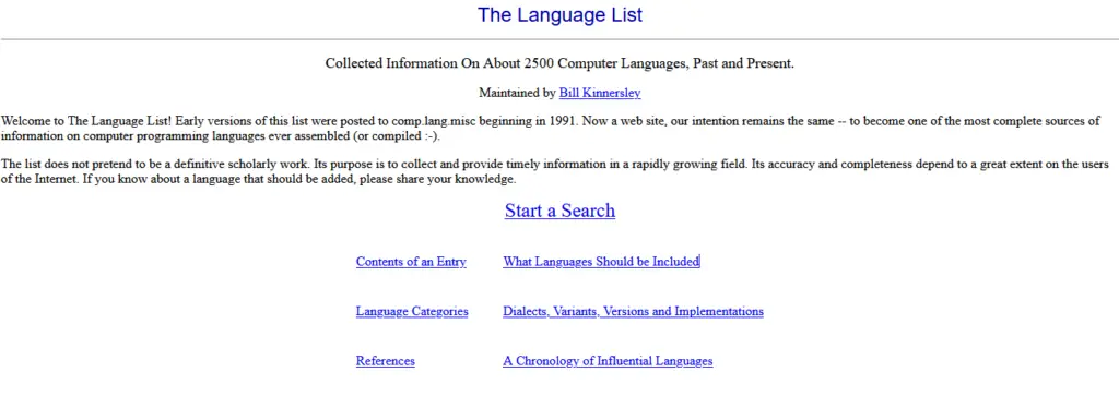 The language list