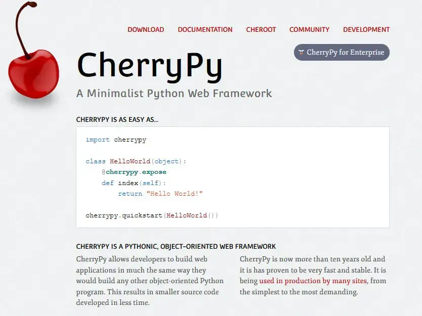 Cherrypy python framework